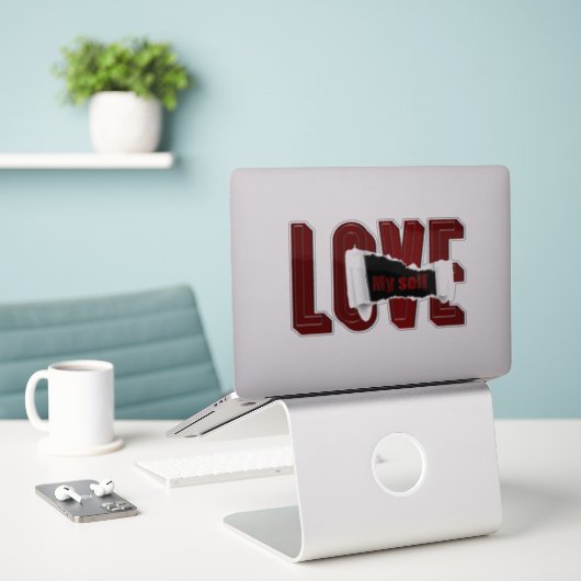 J'aime mon autocollant (Ordinateur portable sur le bureau)