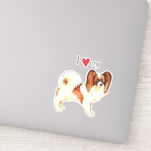 J'aime mon autocollant de vinyle Papillon (Détail)