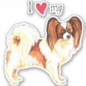 J'aime mon autocollant de vinyle Papillon (Devant)