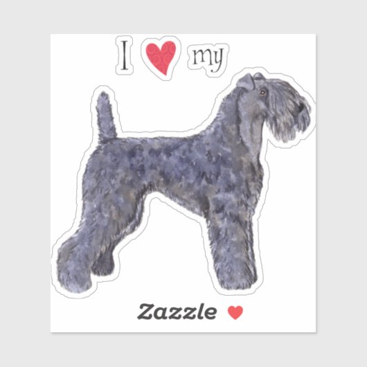 J'aime mon autocollant en vinyle Kerry Blue Terrie (Feuille)