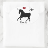 J'Aime Mon Autocollant ovale Cheval #1 (Sac)