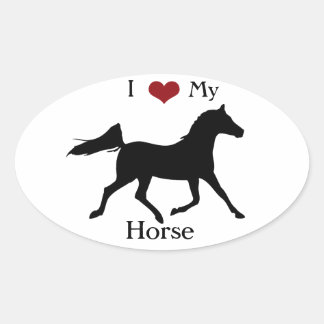 J'Aime Mon Autocollant ovale Cheval #2