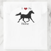 J'Aime Mon Autocollant ovale Cheval #2 (Sac)