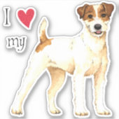 J'aime mon autocollant Russell Terrier Vinyl Parso (Devant)