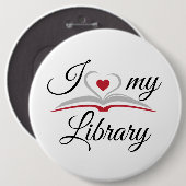 J'aime mon badge de bibliothèque (Devant & derrière)