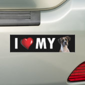 J'Aime Mon Bumper Sticker - Boxer Dog (En voiture)
