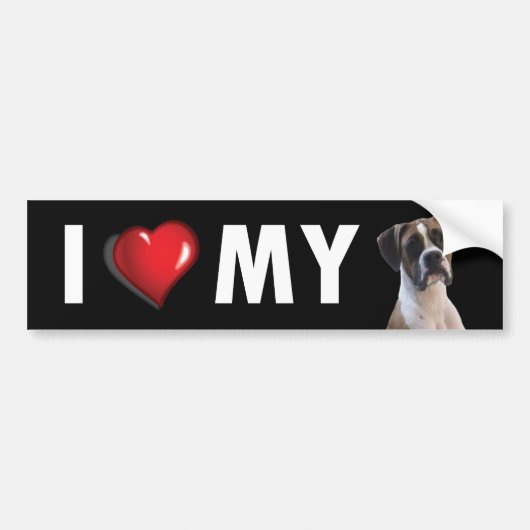 J'Aime Mon Bumper Sticker - Boxer Dog (Devant)