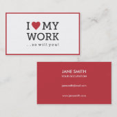 J'aime mon Carte de visite de travail (Devant / Derrière)