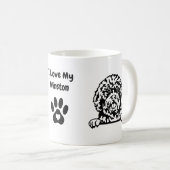 J'aime mon CAVAPOO | Nom & Mug café Empreinte de p (Devant droit)