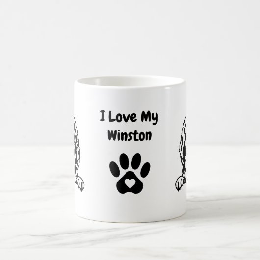J'aime mon CAVAPOO | Nom & Mug café Empreinte de p (Centre)