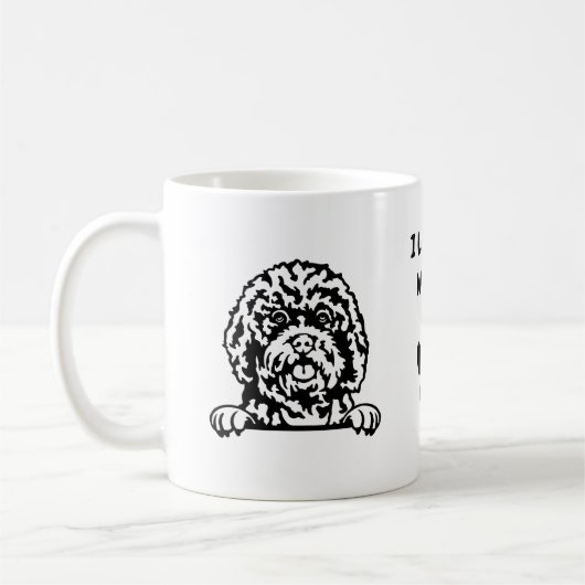 J'aime mon CAVAPOO | Nom & Mug café Empreinte de p (Gauche)