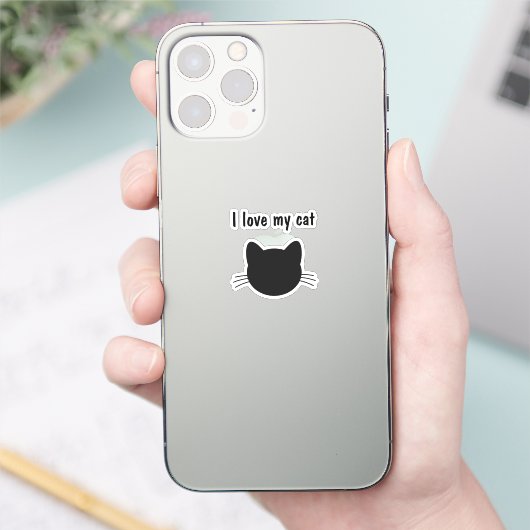 J'aime mon chat Custom-Cut Vinyl Sticker (Téléphone)
