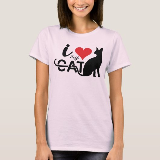 J'aime mon chat noir Valentine T-shirt (Devant)