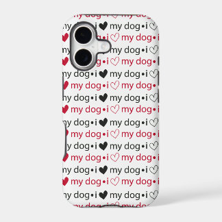 J'aime mon chien avec les coeurs