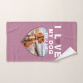 J'aime mon chien Coeur rose Nom de l'animal de com (Serviette à main)