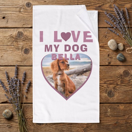 J'aime mon chien Coeur rose Nom de l'animal de com