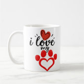 J'aime mon chien, tasse de café valentine (Gauche)
