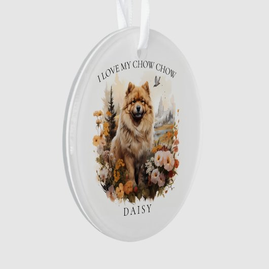 J'Aime Mon Chow Chow Portrait Floral Chien (devant)