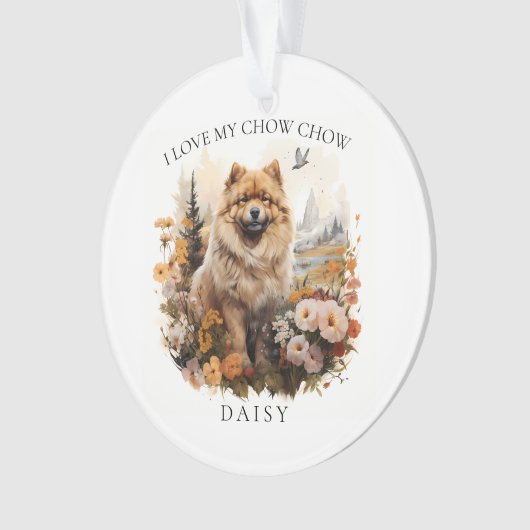 J'Aime Mon Chow Chow Portrait Floral Chien (devant)