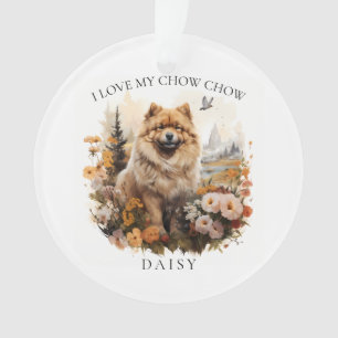 J'Aime Mon Chow Chow Portrait Floral Chien