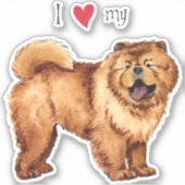 J'aime mon chow chow Vinyl Sticker (Devant)