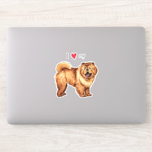 J'aime mon chow chow Vinyl Sticker (Ordinateur)