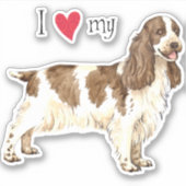 J'aime mon coqueur anglais Spaniel Vinyl Sticker (Devant)