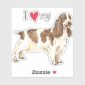 J'aime mon coqueur anglais Spaniel Vinyl Sticker (Feuille)