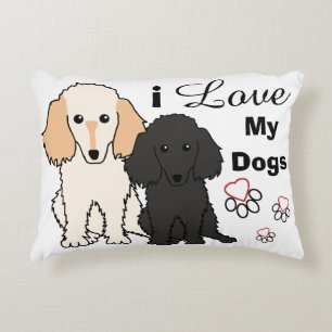 J'aime mon coussin de caniches de jouet