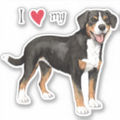J'aime mon Entlebucher Mountain Dog Vinyl Sticker (Devant)