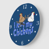 J'aime mon horloge murale poulets (Angle)