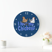 J'aime mon horloge murale poulets (Maison)