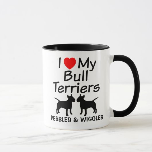 J'Aime Mon Mug De Chiens Tirer Deux Bull Terrier (Droite)