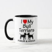 J'Aime Mon Mug De Chiens Tirer Deux Bull Terrier (Gauche)