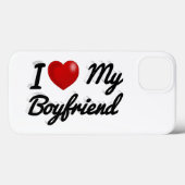 J'aime mon petit ami texte noir mignon Coque iPhon (Verso (horizontal))