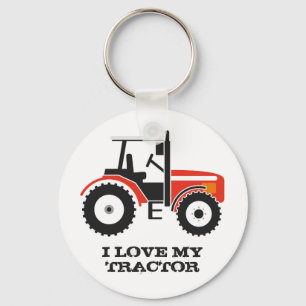 J'aime mon porte-clés rouge de tracteur