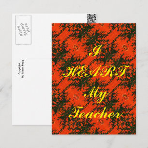 "J'aime mon professeur" carte postale de remerciem