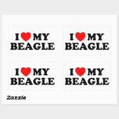 J'aime mon Sticker Beagle (Feuille)