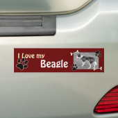 J'aime mon Sticker Beagle Bumper (En voiture)