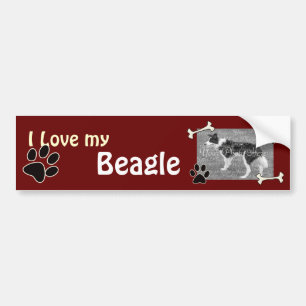 J'aime mon Sticker Beagle Bumper