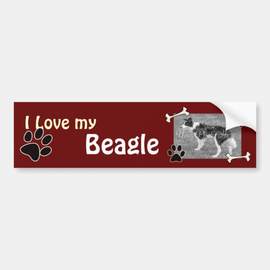 J'aime mon Sticker Beagle Bumper (Devant)