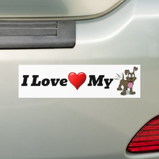 J'Aime Mon Sticker Bumper Chien (En voiture)