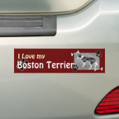 J'aime mon Sticker Bumper Terrier de Boston (En voiture)