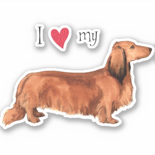J'aime mon Sticker Dachshund Vinyl LonghEI (Devant)
