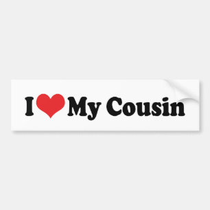 J'Aime Mon Sticker De Bumper Cousin