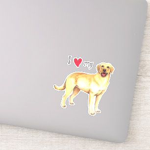 J'aime mon Sticker en vinyle de laboratoire jaune