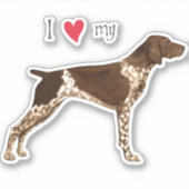 J'aime mon sticker en vinyle de pointeur à cheveux (Devant)