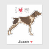 J'aime mon sticker en vinyle de pointeur à cheveux (Feuille)