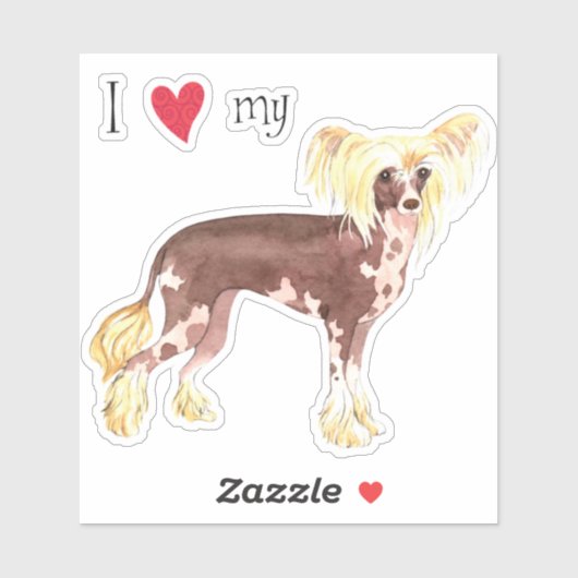 J'aime mon sticker en vinyle pilé chinois (Feuille)