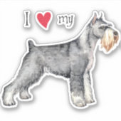 J'aime mon Sticker standard Schnauzer Vinyl (Devant)
